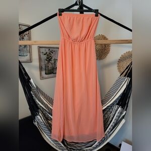 Summer Peach Strapless Dress